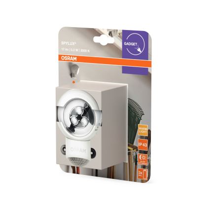 Osram - Luz LED orientativa para exterior con detector de movimiento y sensor crepuscular SPYLUX LED/0,3W/4,5V IP43 blanco