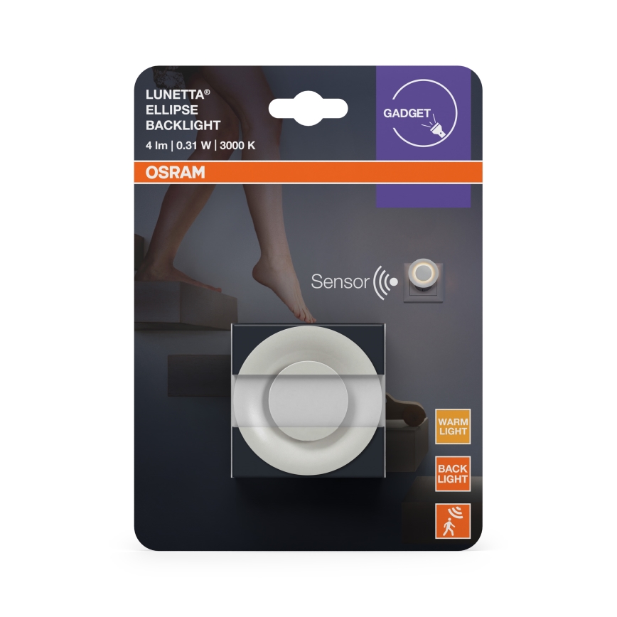 Osram - Luz nocturna LED con sensor de movimiento y crepuscular LUNETTA LED/0,31W/230V blanco