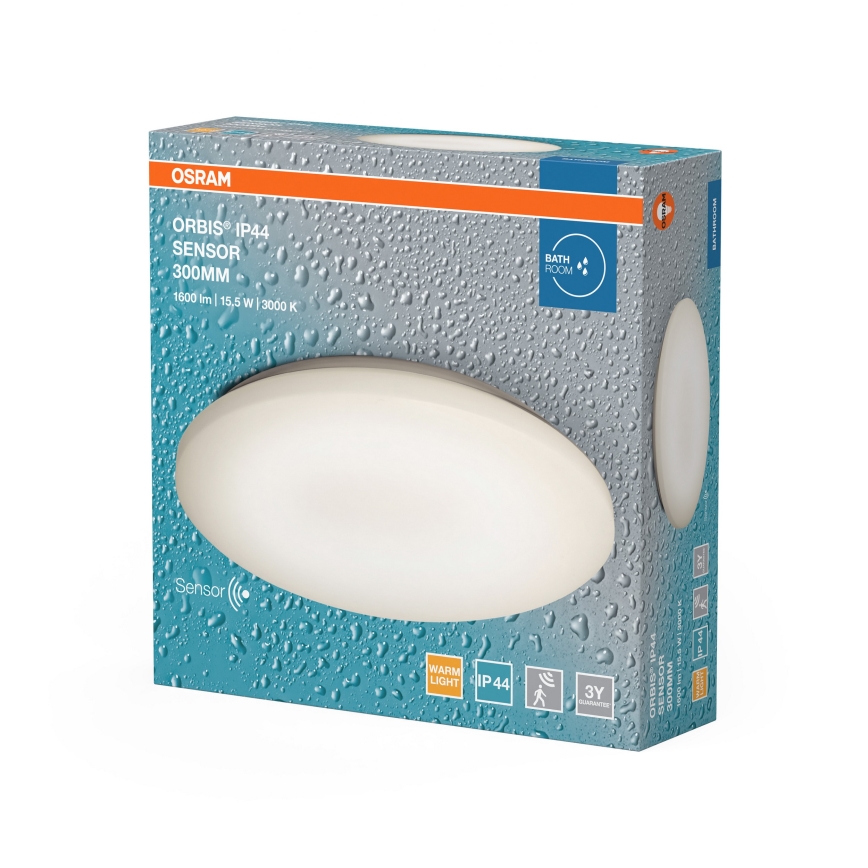 Osram - Lámpara de techo LED para baño con sensor de movimiento y de crepúsculo ORBIS LED/15,5W/230V Ø 30 cm IP44 blanca