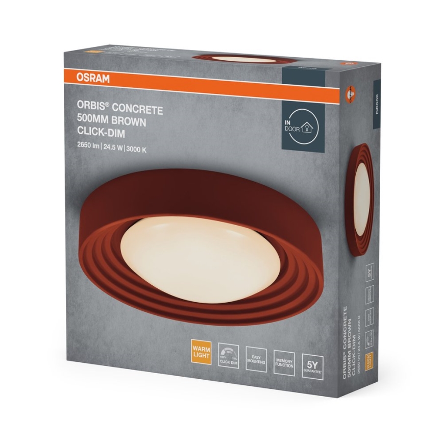 Osram - Luminaria de techo LED regulable ORBIS CONCRETE LED/24,5W/230V Ø 50 cm marrón/hormigón
