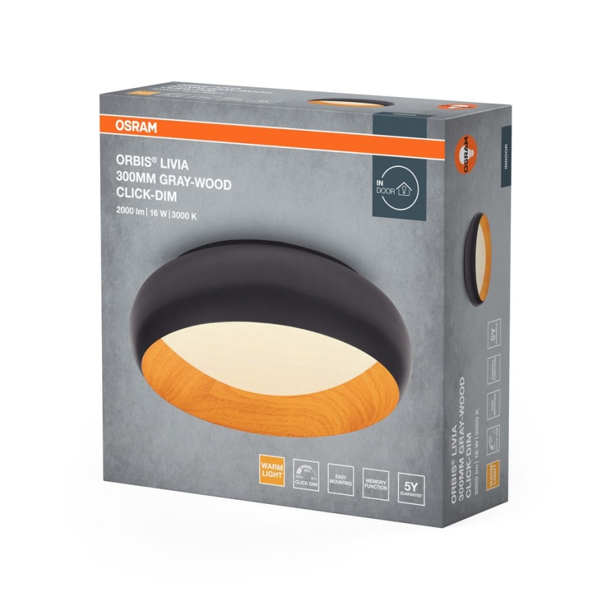 Osram - Lámpara de techo LED regulable ORBIS LIVIA LED/16W/230V Ø 30 cm antracita/marrón