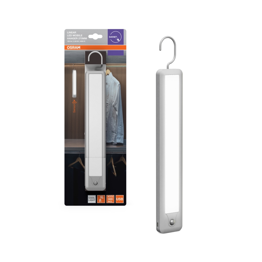 Osram - Luminaria orientativa colgante LED con sensor de movimiento MOBILE LED/2,35W/5V 1000 mAh blanca