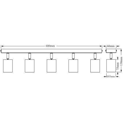 Osram - Luminaria de focos ELEMENTAL 5xGU10/6W/230V