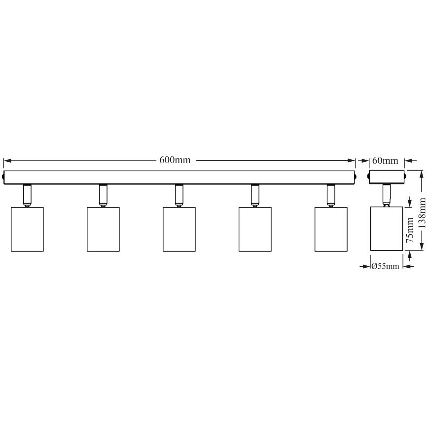 Osram - Luminaria de focos ELEMENTAL 5xGU10/6W/230V