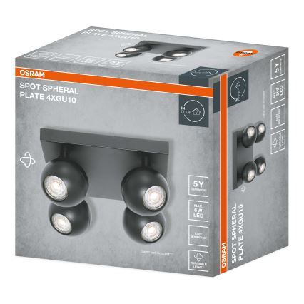 Osram - Luminaria de focos SPOT SPHERAL 4xGU10/6W/230V negra