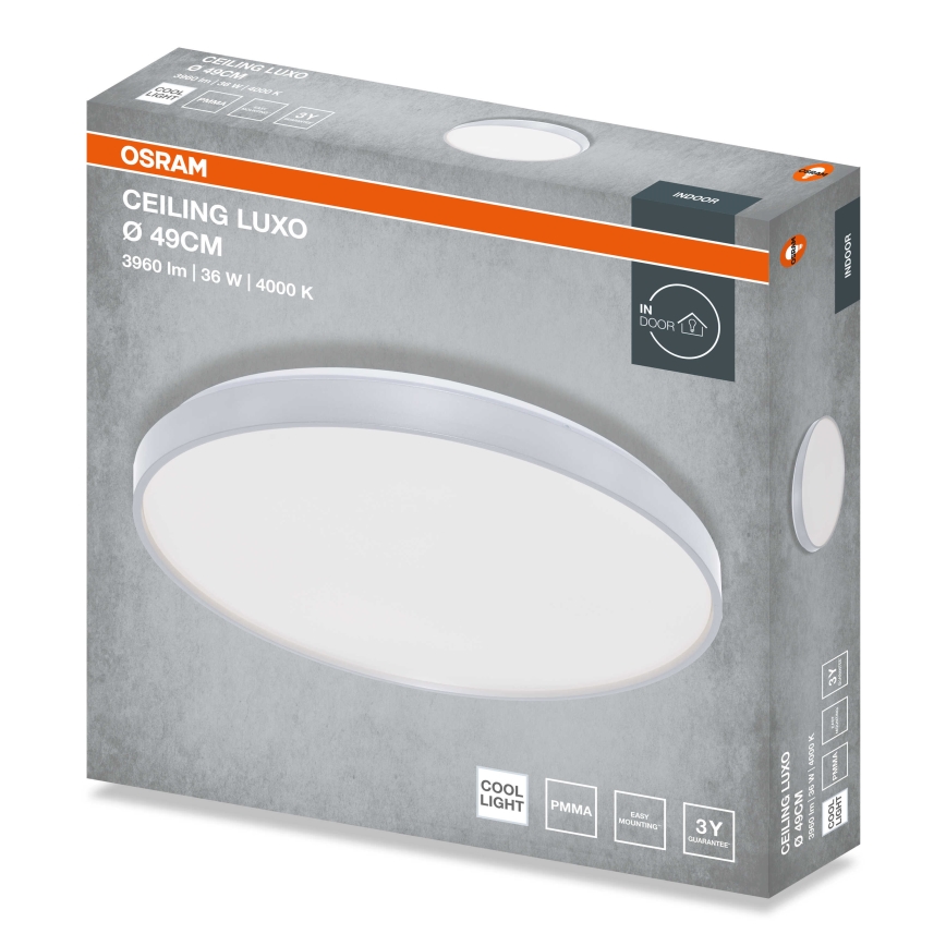 Osram - Luminaria de techo CEILING LUXO LED/36W/230V, diámetro 49 cm, acabado plateado