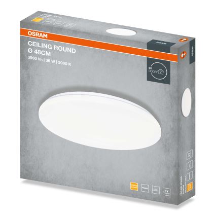 Osram - Luminaria de techo CEILING ROUND LED, 36W/230V, 3000K, Ø 48 cm, blanca