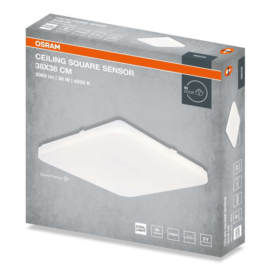 Osram - Plafón LED con sensor de crepúsculo CEILING SQUARE LED/36W/230V 4000K 38x38 cm blanco