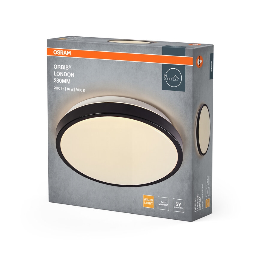 Osram - Luminaria de techo LED ORBIS LONDON LED/16W/230V Ø 28 cm negra