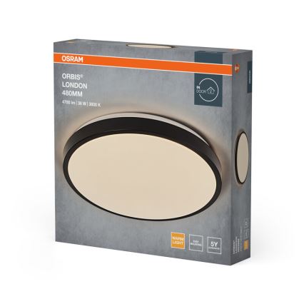 Osram - Luminaria de techo LED ORBIS LONDON LED/36W/230V Ø 48 cm negra