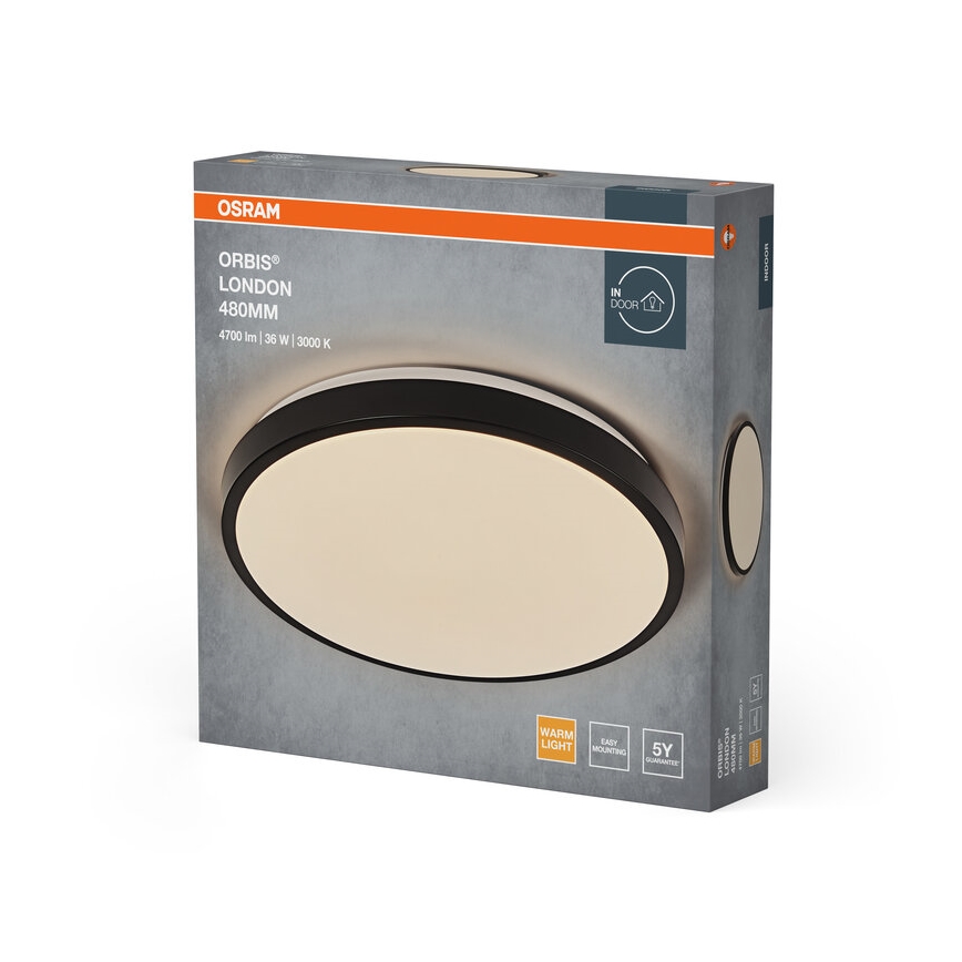 Osram - Luminaria de techo LED ORBIS LONDON LED/36W/230V Ø 48 cm negra