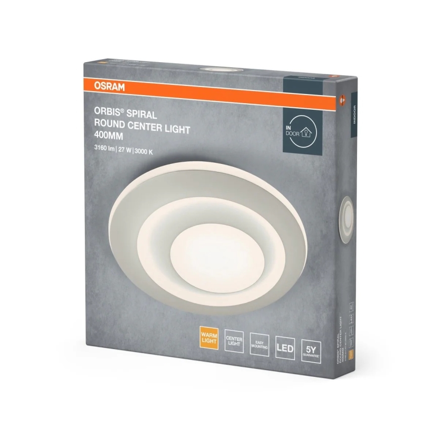 Osram - Luminaria de techo LED ORBIS SPIRAL LED/27W/230V, Ø 40 cm, blanca