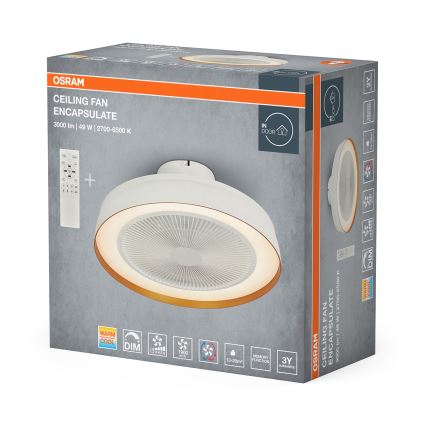 Osram - Lámpara de techo regulable LED con ventilador CEILING FAN LED/49W/230V 2700-6500K blanco/dorado + mando a distancia