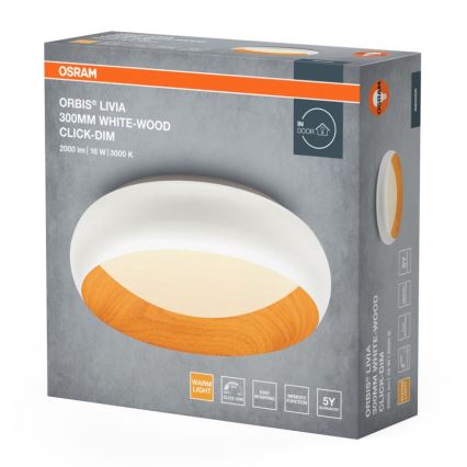 Osram - Lámpara de techo LED regulable ORBIS LIVIA LED/16W/230V Ø 30 cm blanco/marrón