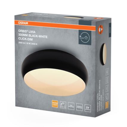 Osram - Luminaria de techo LED regulable ORBIS LIVIA LED/16W/230V Ø 30 cm negro/blanco
