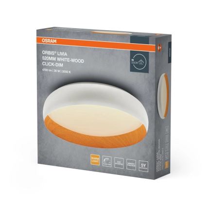 Osram - Plafón LED regulable ORBIS LIVIA LED/36W/230V Ø 52 cm blanco/marrón