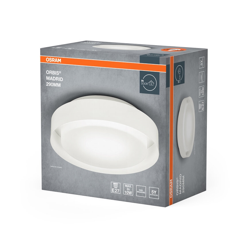 Osram - Luminaria de techo ORBIS MADRID 2xE27/10W/230V Ø 29 cm blanca