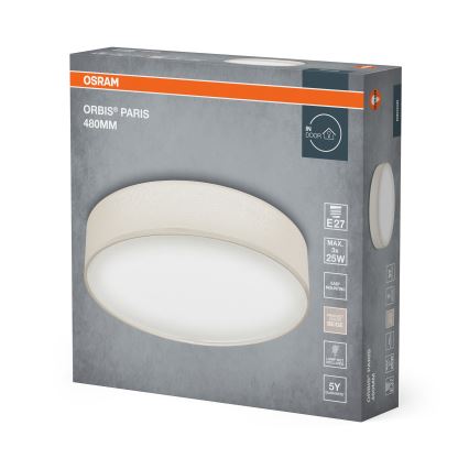 Osram - Luminaria de techo ORBIS PARIS 3xE27/25W/230V, diámetro 48 cm, color crema
