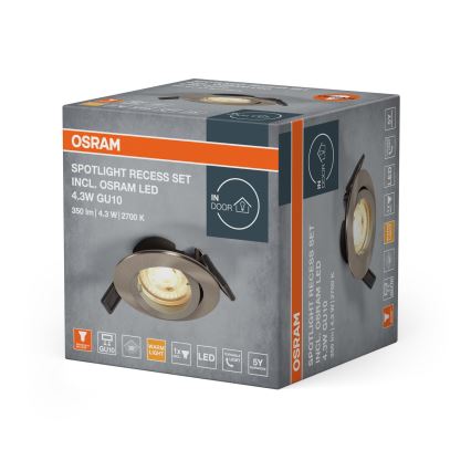 Osram - Luminaria empotrable LED SPOT 1xGU10/4,3W/230V 2700K CRI 90 cromo mate