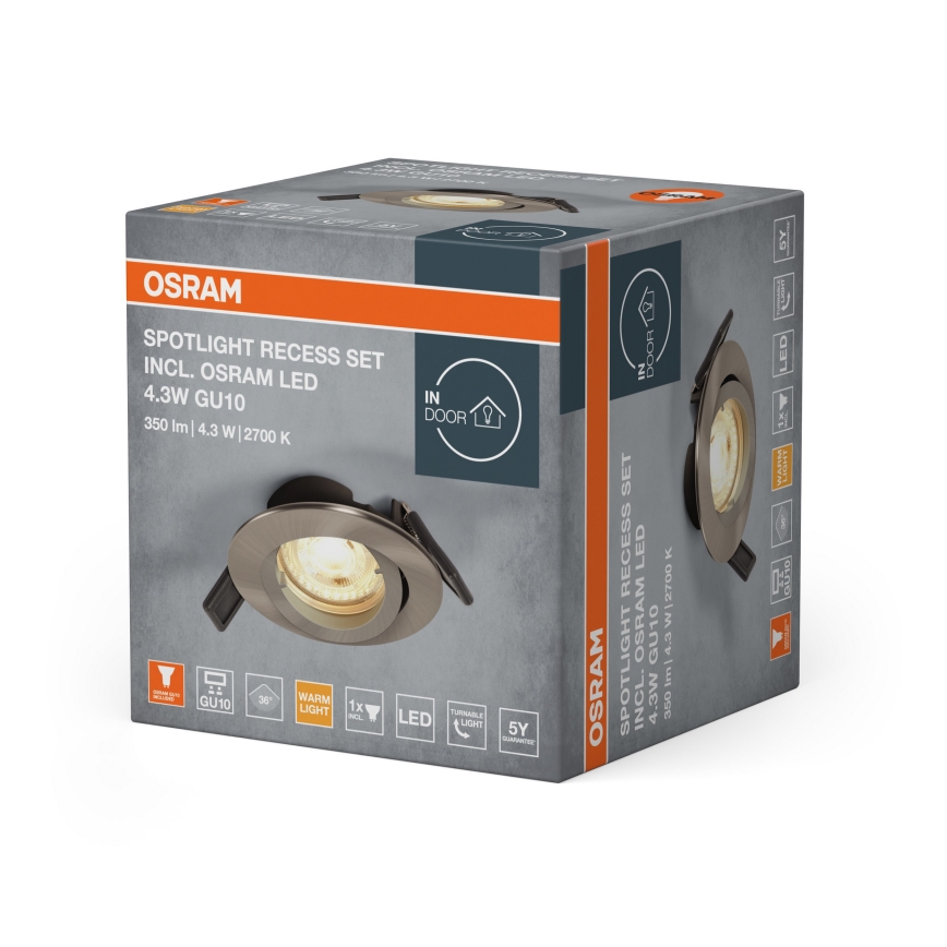 Osram - Luminaria empotrable LED SPOT 1xGU10/4,3W/230V 2700K CRI 90 cromo mate