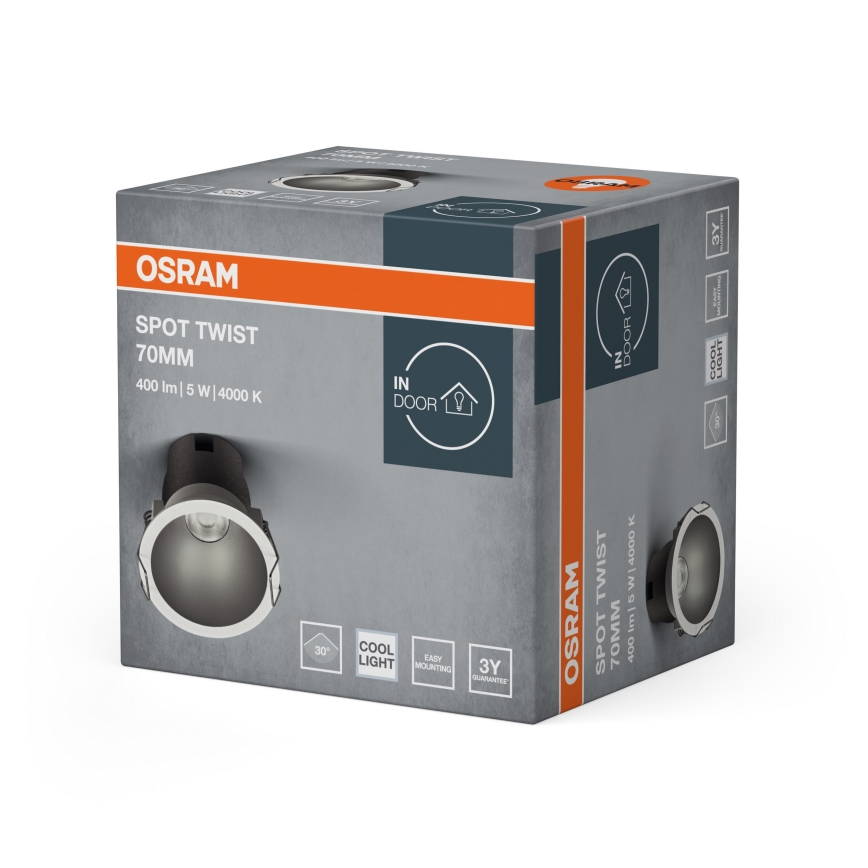 Osram - Luminaria empotrada LED SPOT TWIST LED/5W/230V 4000K Ø 7 cm blanco/plata