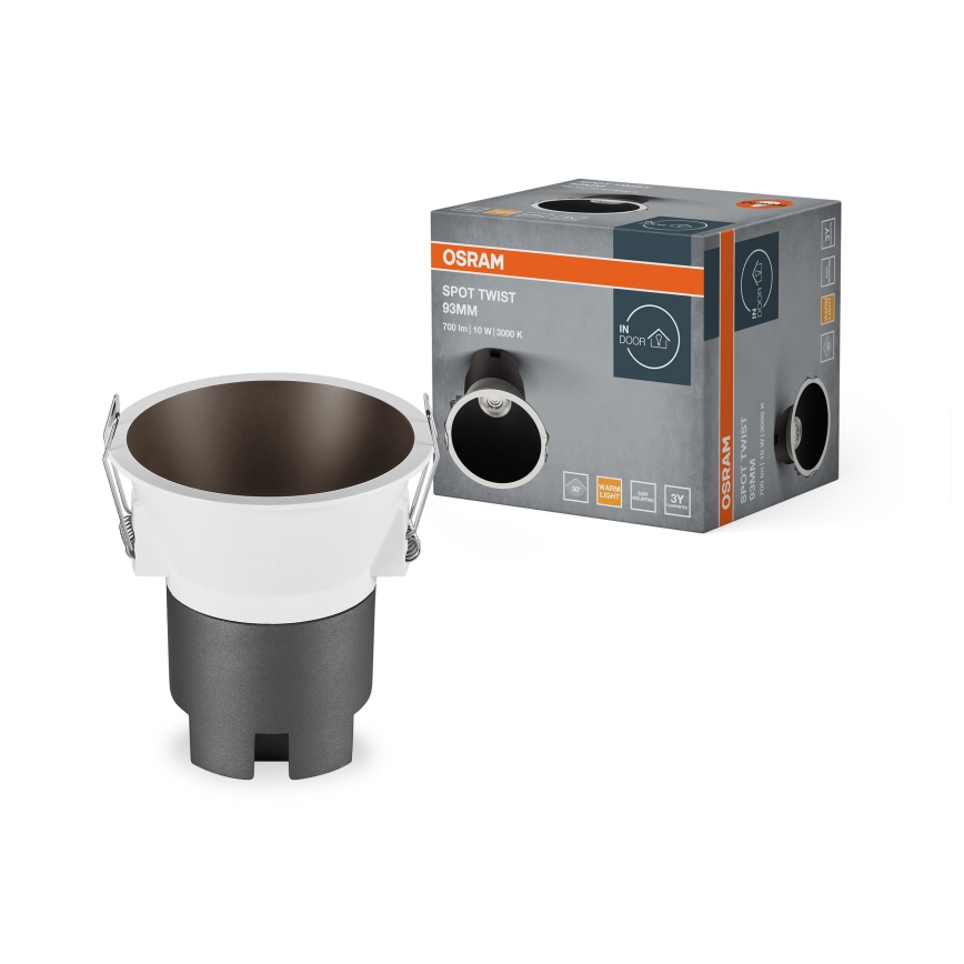 Osram - Foco empotrable LED SPOT TWIST 10 W / 230 V, 3000 K, Ø 9,3 cm, blanco/negro