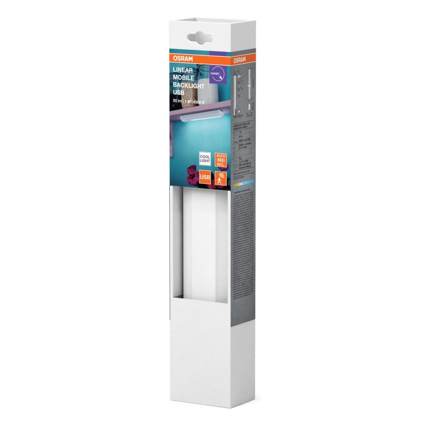 Osram - Luminaria LED bajo armario con sensor MOBILE LED/1W/3,7V 500 mAh 20 cm