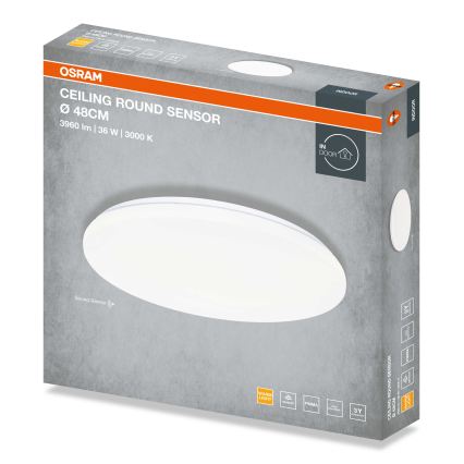 Osram - Plafón LED de techo con sensor crepuscular, redondo/36W/230V 3000K Ø 48 cm blanco