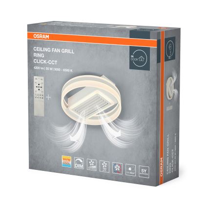 Osram - Luminaria de techo LED regulable con ventilador LED/55W/230V 3000-6500K blanca + mando a distancia