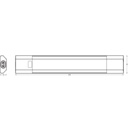 Osram - Luminaria LED regulable para instalar bajo mueble con sensor de movimiento LINEAR EDGE LED/4W/230V 3000/4000/6500K 30 cm negra
