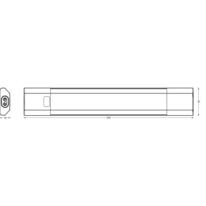 Osram - Luminaria LED RGBW regulable para debajo del mueble con sensor de movimiento LINEAR EDGE LED/8W/230V 50 cm negro + mando a distancia