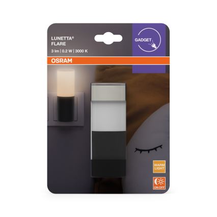 Osram - Luz nocturna LED con sensor crepuscular LUNETTA LED/0,2W/230V negro