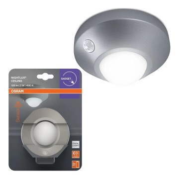 Osram - Luz nocturna LED con sensor NIGHTLUX LED/2W/3xAA plateada
