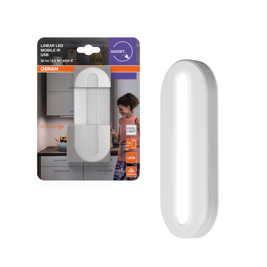 Osram - Luz LED orientativa con sensor de movimiento MOBILE LED/0,5W/3,7V 330 mAh CRI 90 blanco