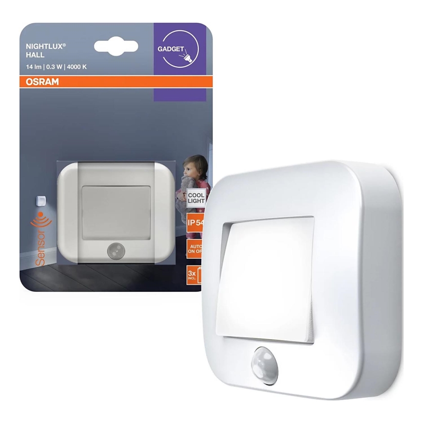 Osram - Luz orientativa LED con sensor NIGHTLUX LED/0,3W/3xAAA IP54