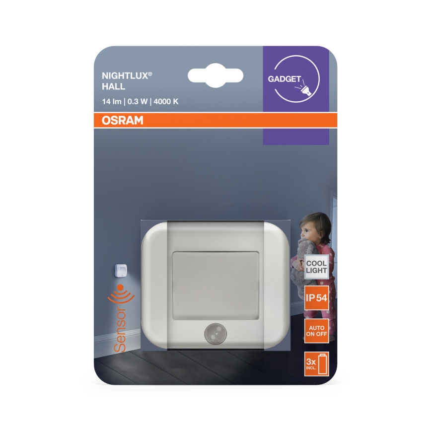 Osram - Luz orientativa LED con sensor NIGHTLUX LED/0,3W/3xAAA IP54