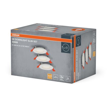 Osram - Pack de 3 luminarias empotradas SLIM LED/4,5W/230V