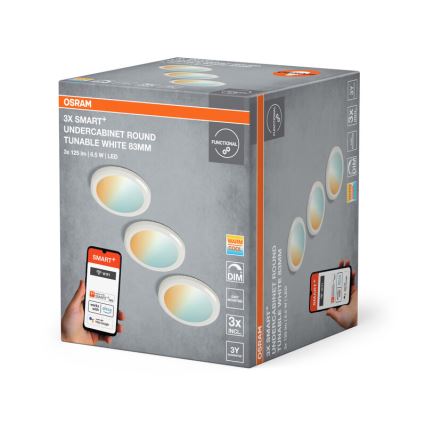 Osram - Pack de 3 luminarias LED regulables para debajo de muebles SMART+ LED/6,5W/230V 3000-6500K Wi-Fi
