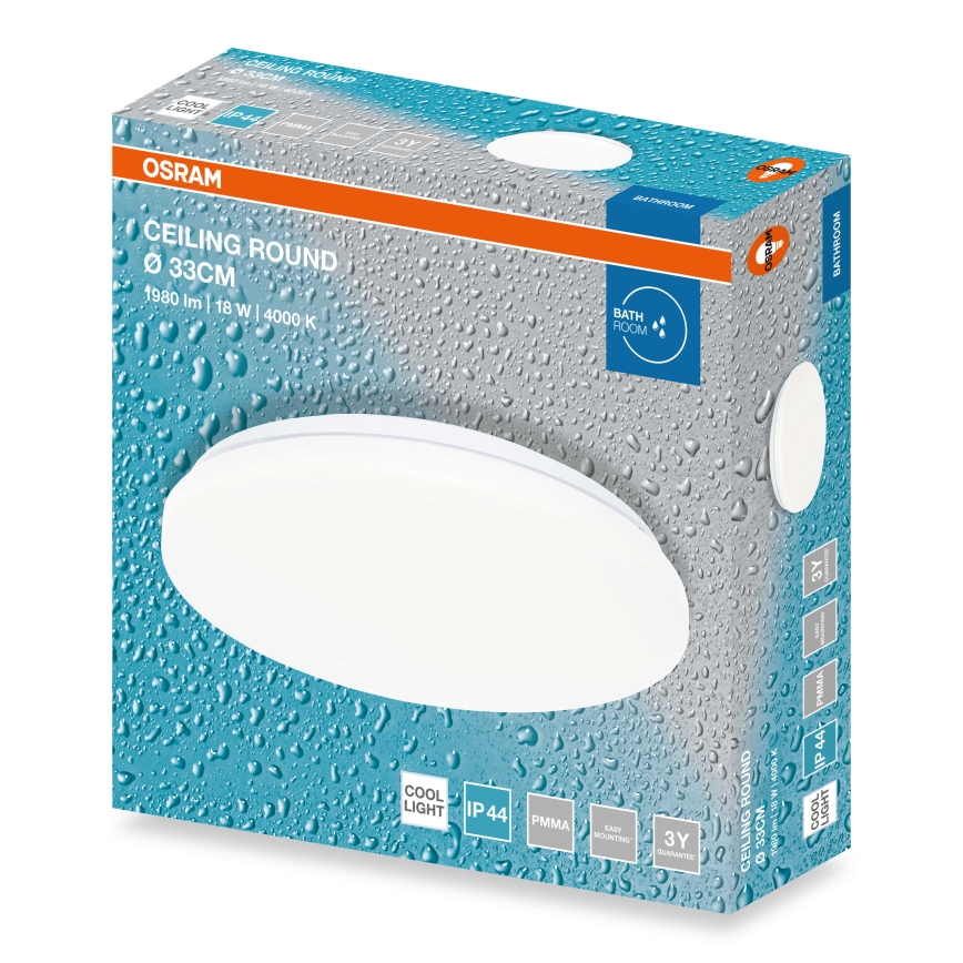Osram - Lámpara de techo LED para baño CEILING ROUND LED/18W/230V 4000K Ø 33 cm IP44 blanca