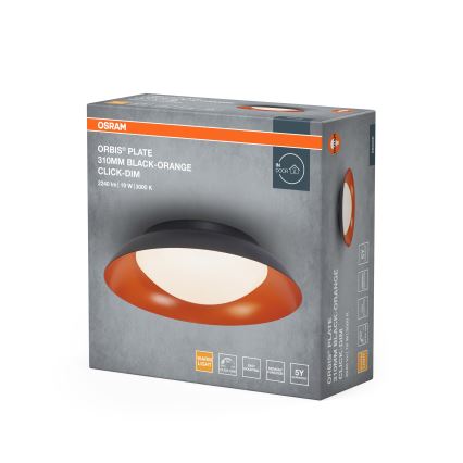 Osram - Plafón LED regulable ORBIS PLATE LED/19W/230V diámetro 31 cm naranja/negro