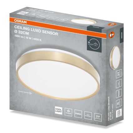 Osram - Plafón LED de techo con sensor crepuscular CEILING LUXO LED/18W/230V Ø 32 cm, dorado