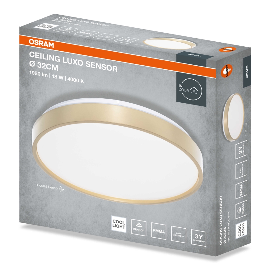 Osram - Plafón LED de techo con sensor crepuscular CEILING LUXO LED/18W/230V Ø 32 cm, dorado