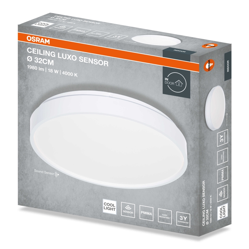 Osram - Luminaria LED de techo con sensor crepuscular CEILING LUXO LED/18W/230V Ø 32 cm blanca