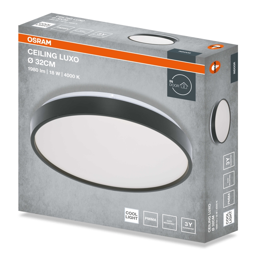 Osram - Plafón LED CEILING LUXO LED/18W/230V Ø 32 cm negro