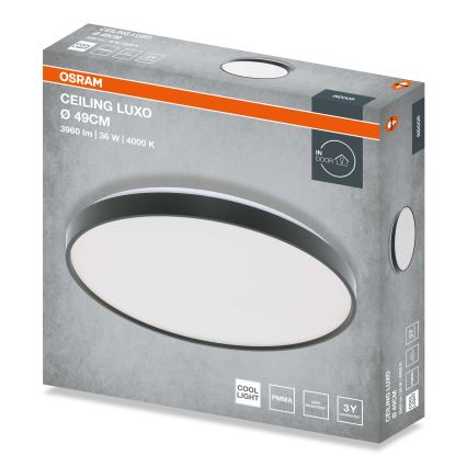 Osram - Plafón LED CEILING LUXO LED/36W/230V Ø 49 cm negro