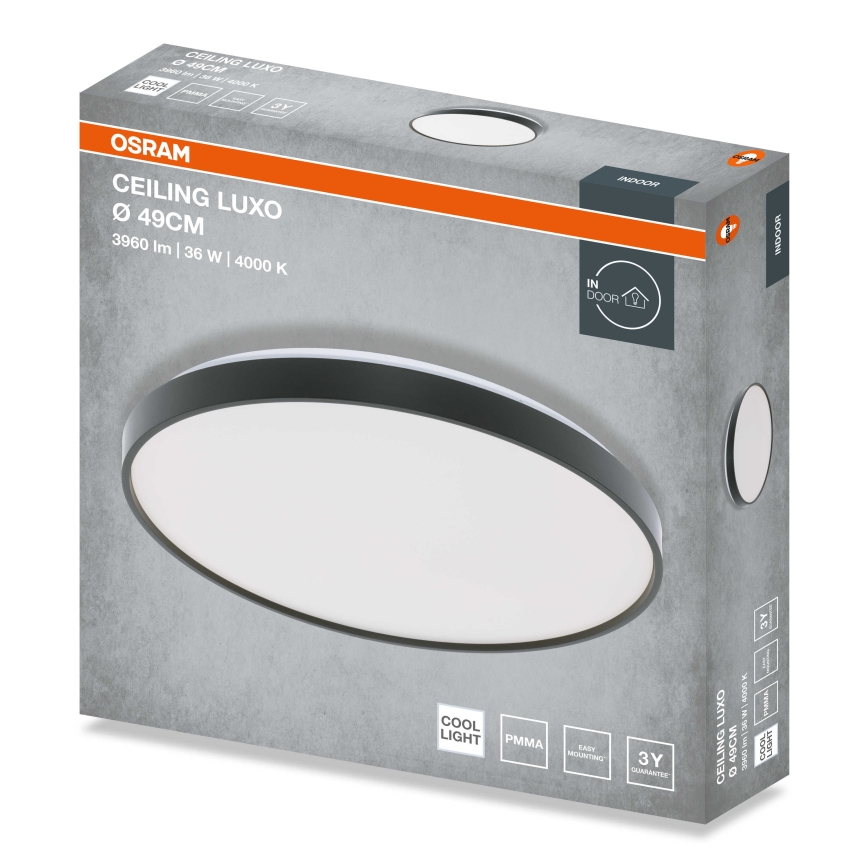 Osram - Plafón LED CEILING LUXO LED/36W/230V Ø 49 cm negro