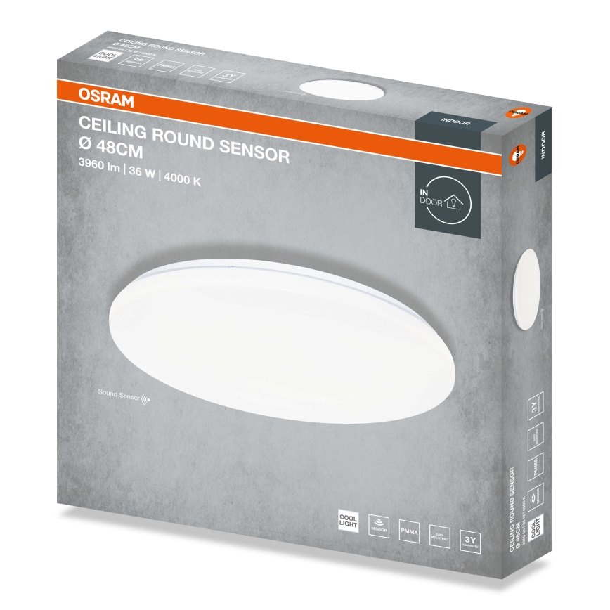 Osram - Plafón LED con sensor de crepúsculo CEILING ROUND LED/36W/230V 4000K Ø 48 cm blanco