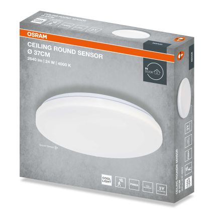 Osram - Plafón LED de techo con sensor crepuscular CEILING ROUND LED/24W/230V 4000K Ø37 cm blanco