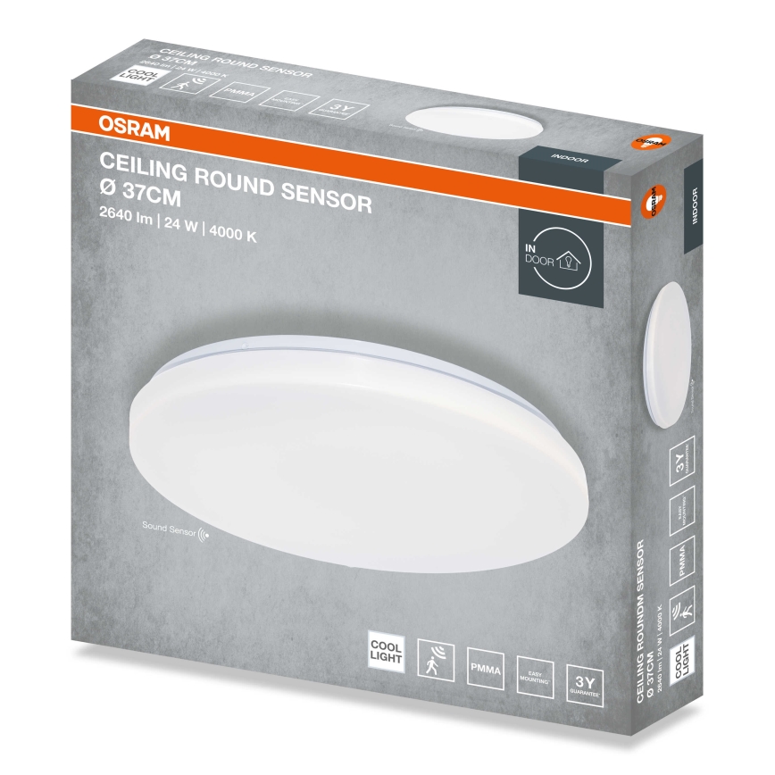 Osram - Plafón LED de techo con sensor crepuscular CEILING ROUND LED/24W/230V 4000K Ø37 cm blanco