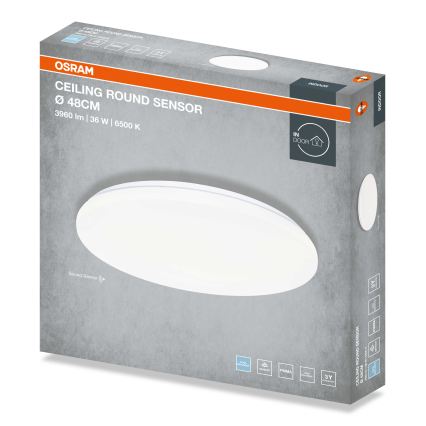 Osram - Lámpara de techo LED redonda con sensor de crepúsculo LED/36W/230V 6500K Ø 48 cm blanca